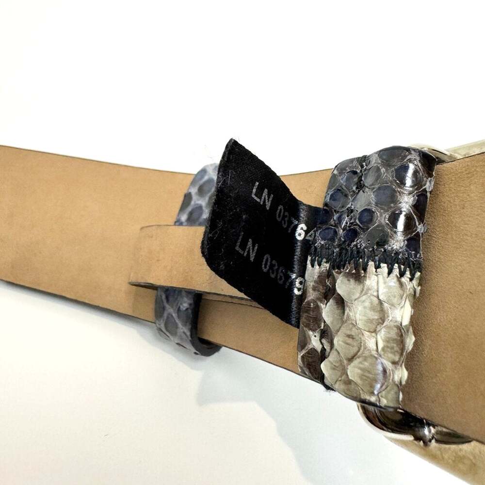 PRADA Two-Tone Python Snakeskin Belt 80/32 Leather Rectangle Plate Buckle Italy - Picture 5 of 5